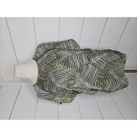 Michael Kors XS white black & green flutter sleeve blouse - Picture 1 of 6